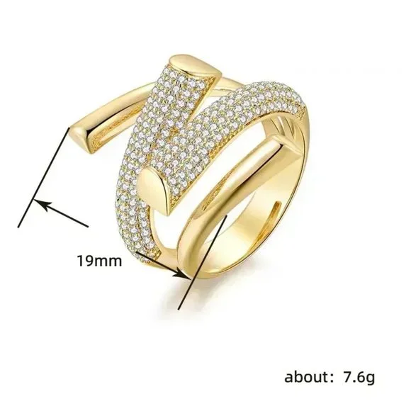 3/$35 Copper Ring Elegant Swirl Cubic Zirconia CZ Gold Diamond Crystal Jewelry - Picture 4 of 6